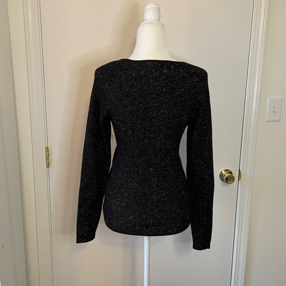 NWT Anthropologie Shimmery Sweetheart Black Gold Ribbed Sweater XL - Picture 6 of 10
